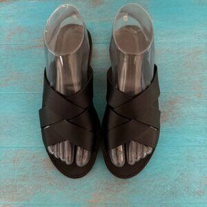 Madewell The Boardwalk Black Leather Slide Sandal Slip-On Size 6.5